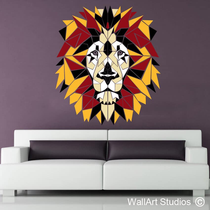 Lion Geometric Polylines Wall Sticker