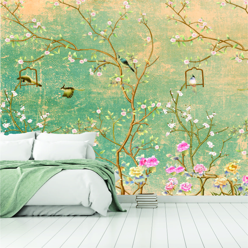 Chinoiserie Floral Wallpaper Wall Mural