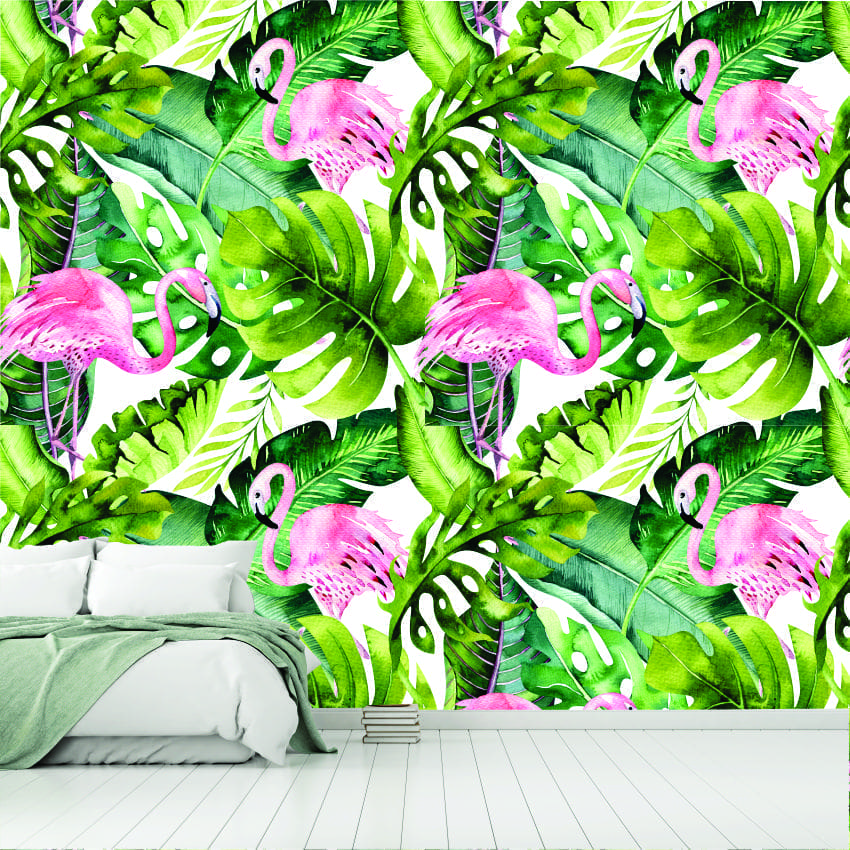 Flamingo's in Watercolour Wallpaper