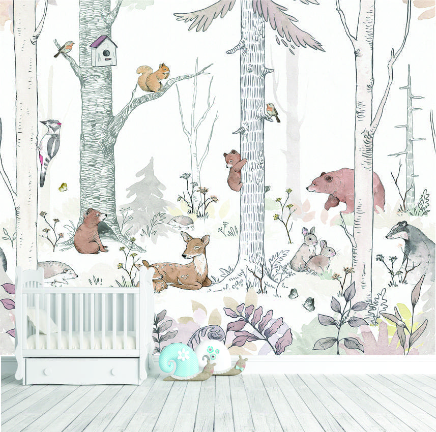 Baby Animal Forest Wall Mural
