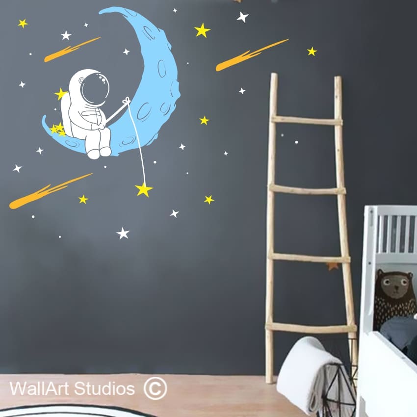 Astronaut Fishing for Stars Wall Decal