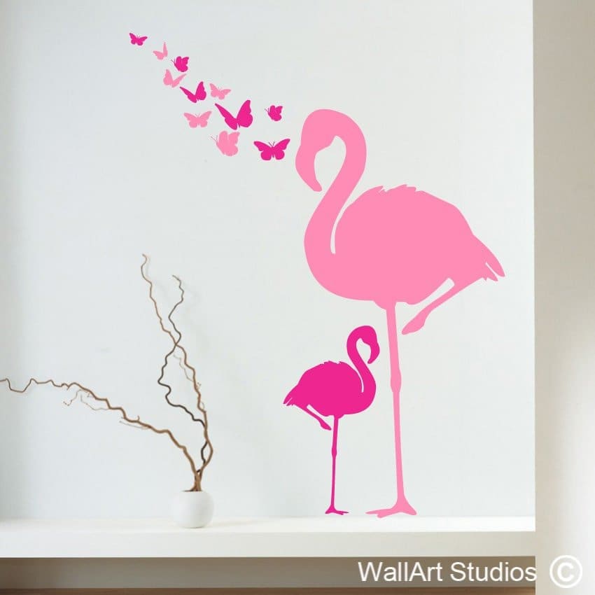 Flamingo Butterflies Wall Sticker