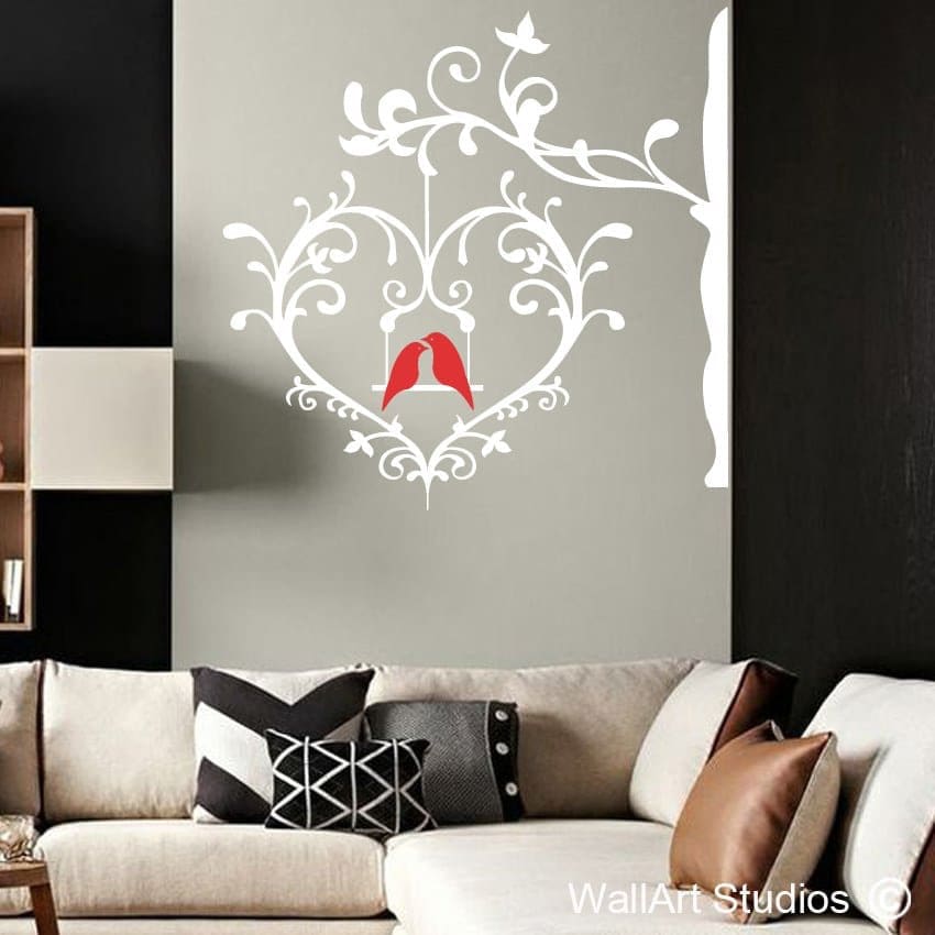 Deco Heart with Love Birds