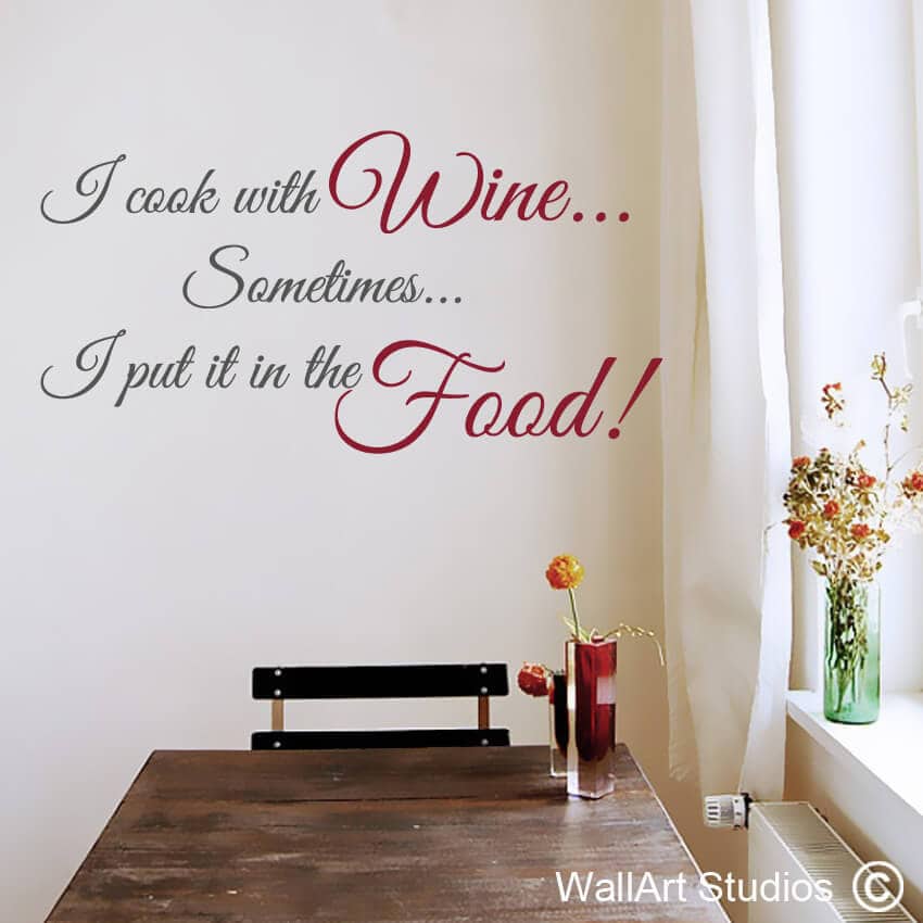 Cook with Wine Food wall art sticker