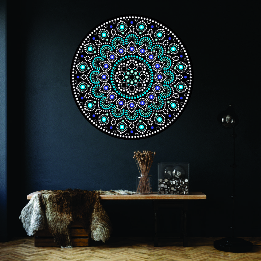 Blue Dot Mandala Wall Sticker