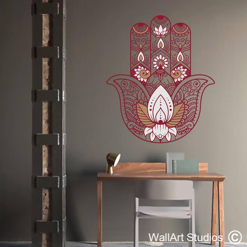 Hamsa Buddhist Lotus Hand Wall Sticker