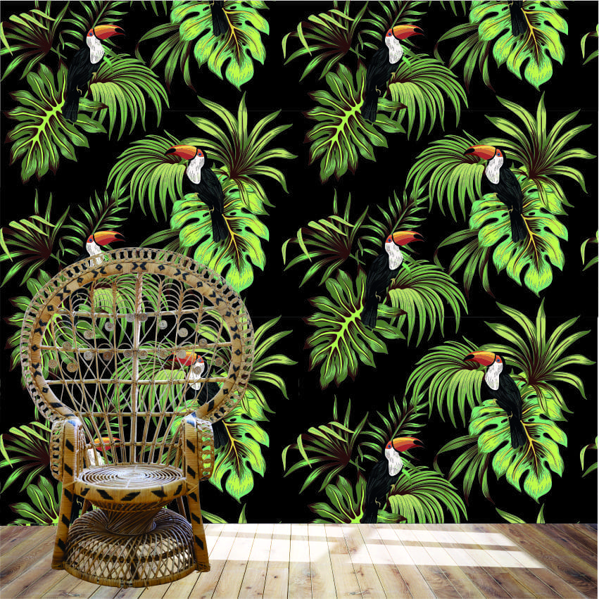 Toucan Palm Leaves Wallpaper