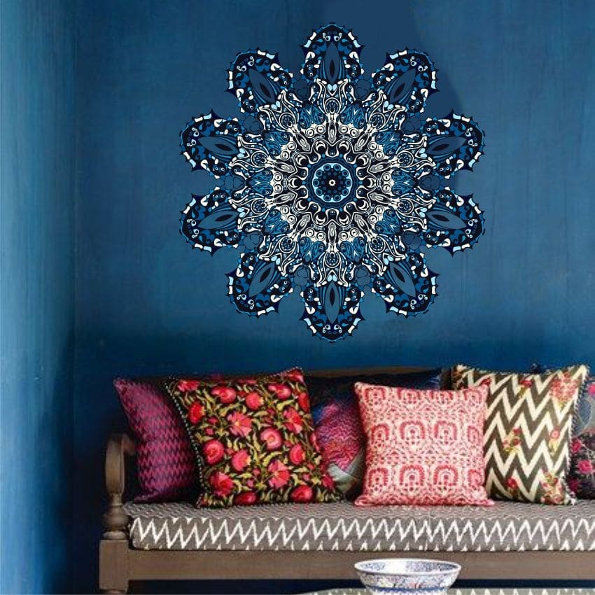 Blue Ornamental Mandala Wall Art Decal