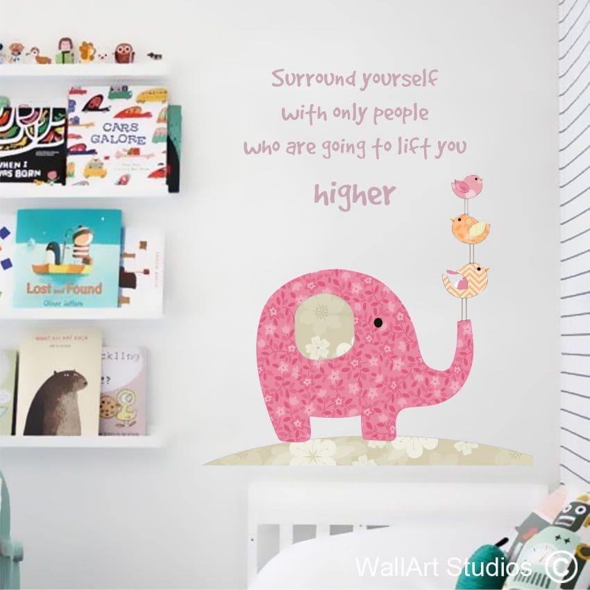 Elephant & birds Wall Art Decal